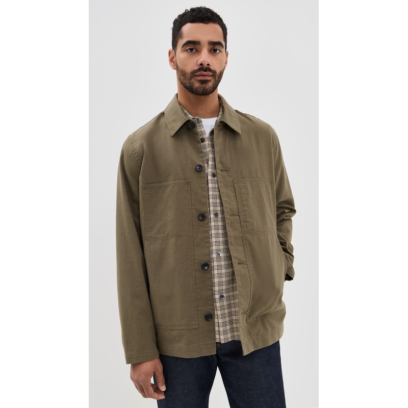 Vince Slub Cotton Linen Utility Chore Jacket