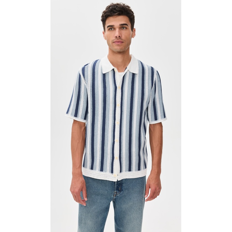 Wax London Stripe Crochet Porto Shirt