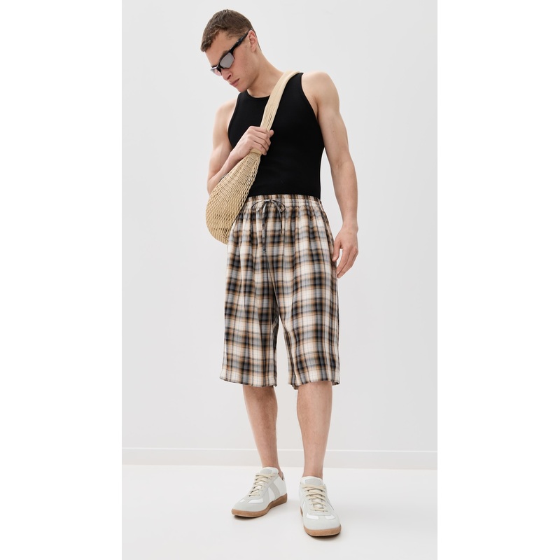 Acne Studios Ressa Optic Check Flannel Shorts 13.5″