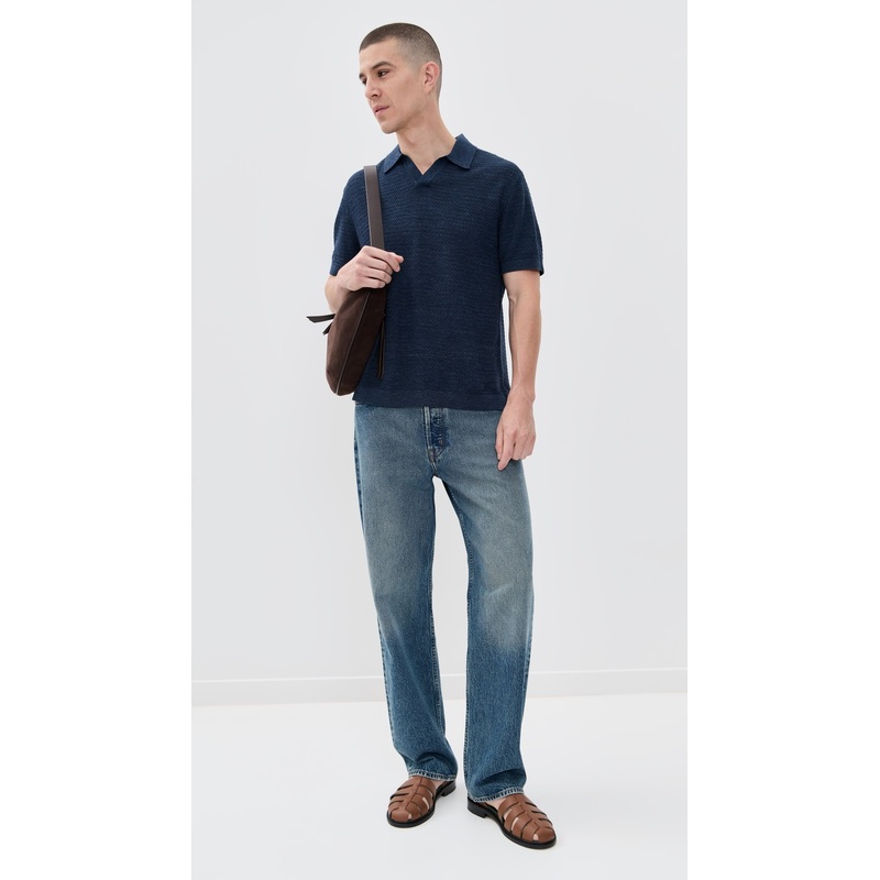 Theory Brenan Polo in Pacific Linen