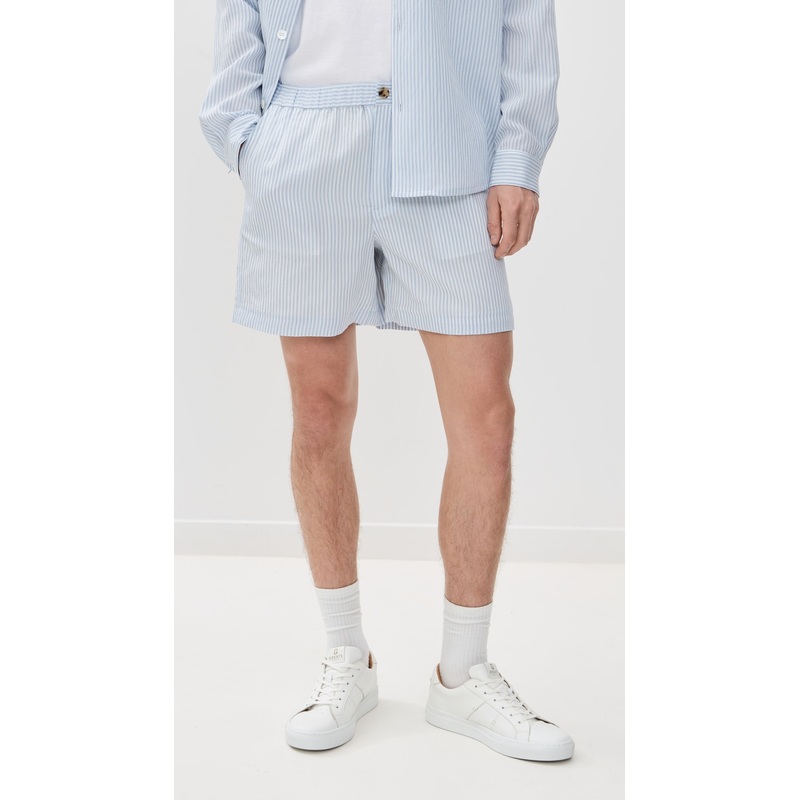 FRAME Blue Striped Shorts 5.5″