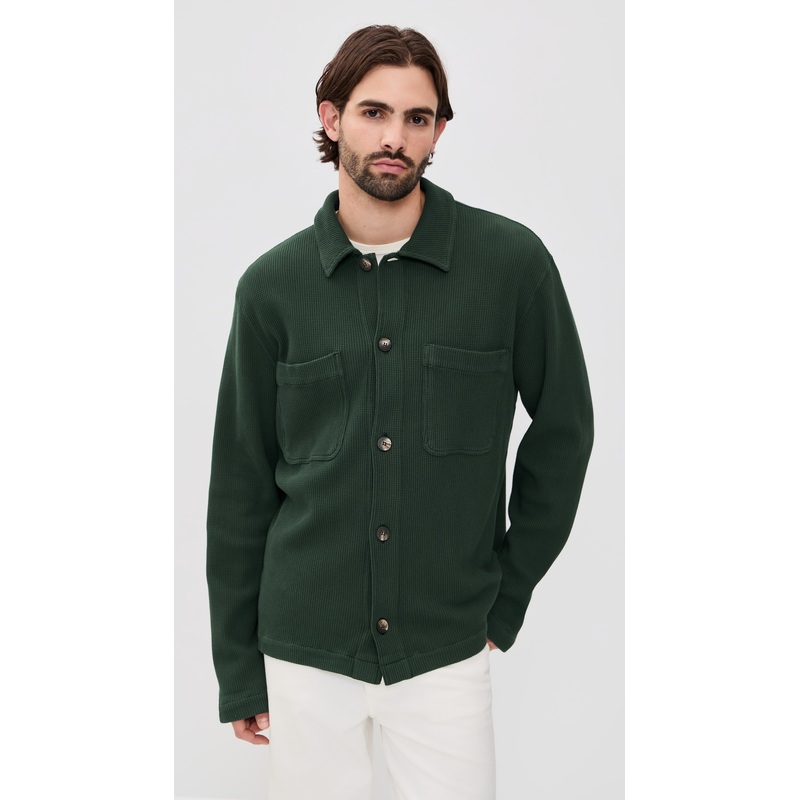 Frescobol Carioca Preto Cotton Waffle Overshirt Jacket