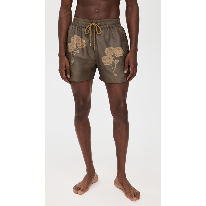 Frescobol Carioca Rio Linear Floral Jacquard Print Swim Shorts 4.25″