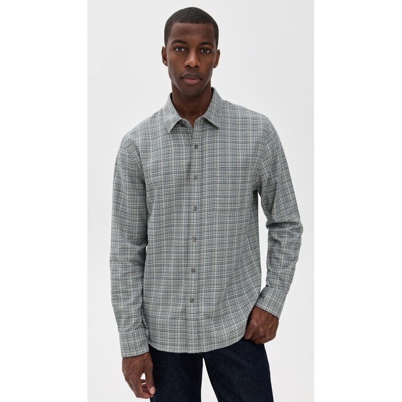 Vince Highclere Plaid Separate Placket L/S Shirt