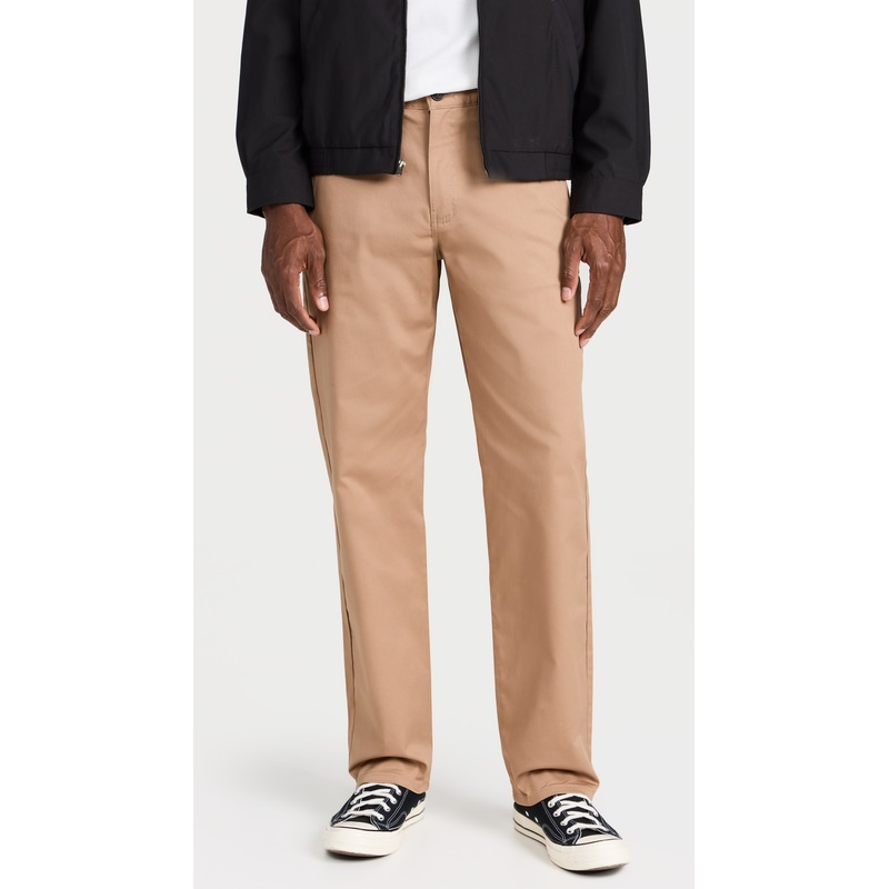 Naked & Famous Denim Straight Chino Beige Stretch Twill Trousers