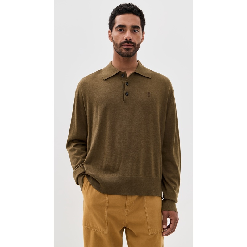 AMI Extrafine Wool and Silk Knit Shirt