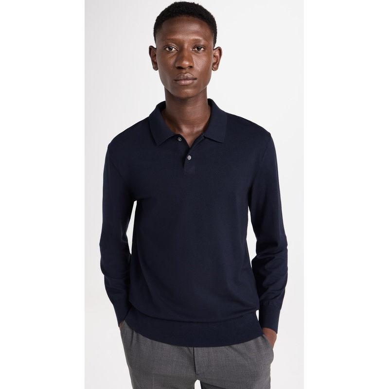 Theory Goris Polo Long Sleeve in Light Bilen