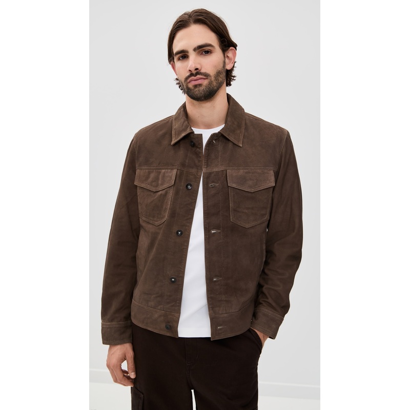 rag & bone Suede Trucker Jacket
