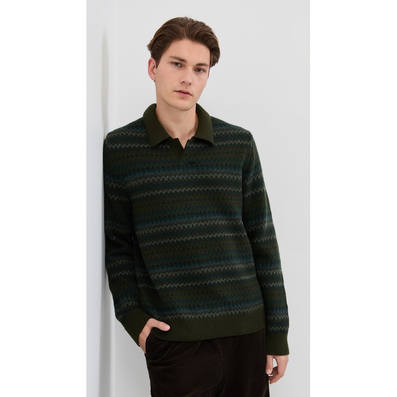 Vince Fair Isle Johnny Collar
