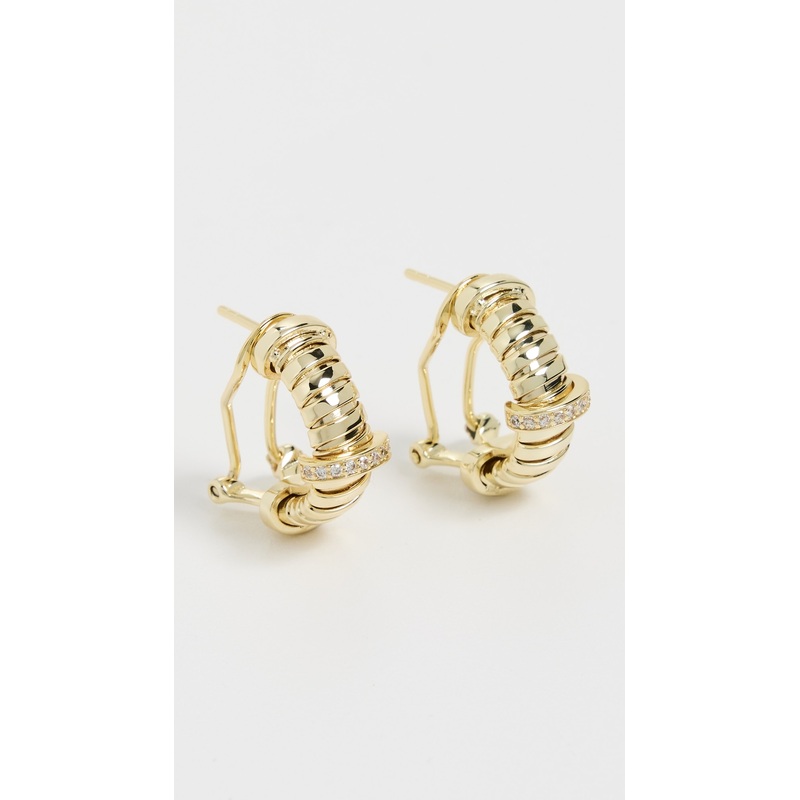 By Adina Eden Pave Accented Wide Open Hoop Earrings