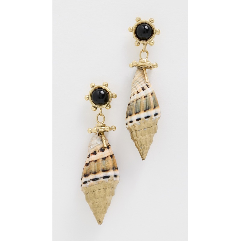 Ulla Johnson Leiro Black Onyx and Gold Dipped Shell Drop Earrings