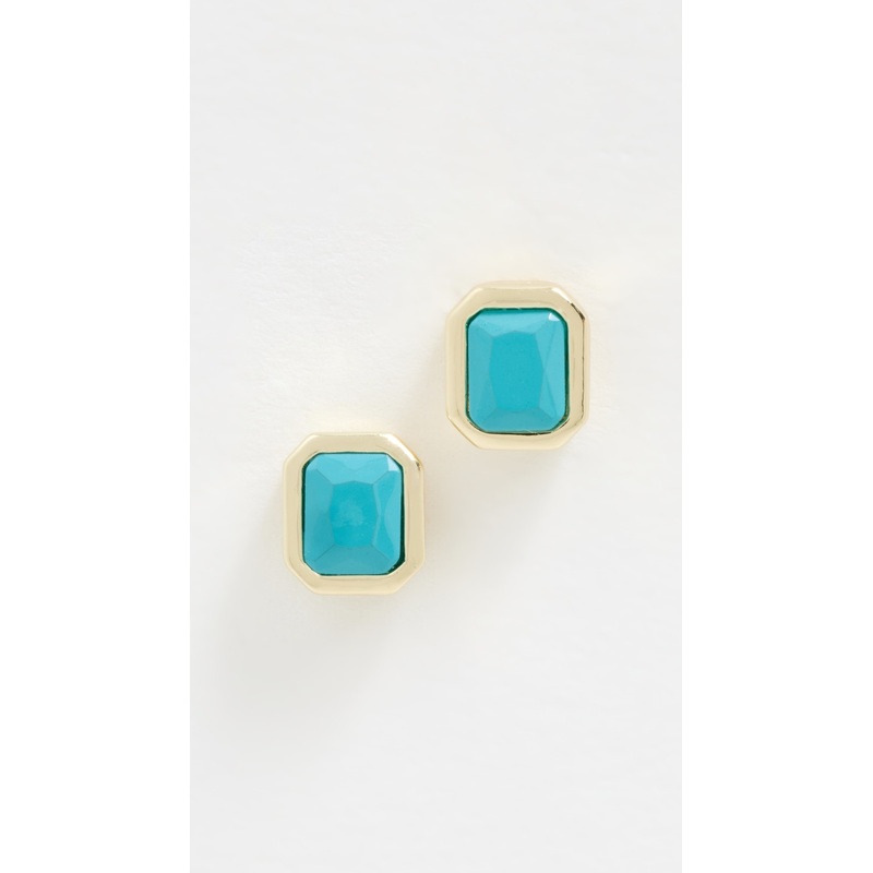 By Adina Eden Colored Bezel Baguette Stud Earrings
