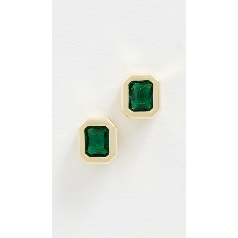 By Adina Eden Bezel Baguette Stud Earrings