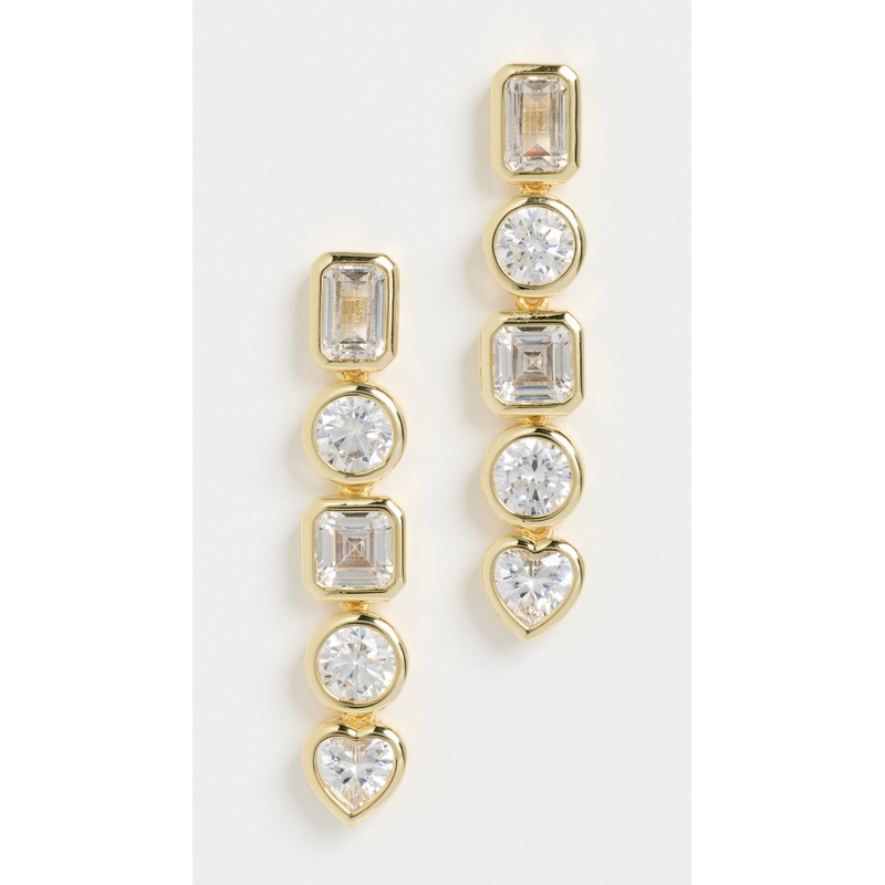 By Adina Eden CZ Multi Shape Bezel Drop Stud Earrings