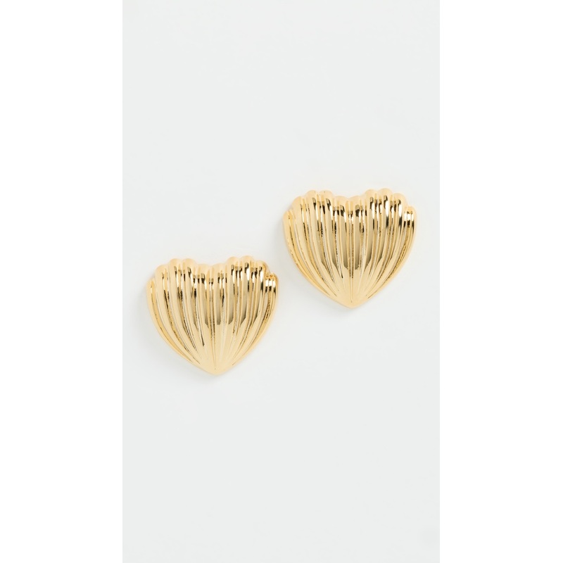 By Adina Eden Ribbed Heart Stud Earrings