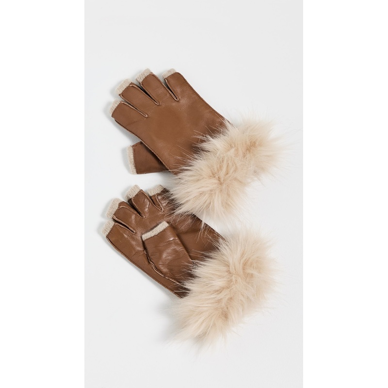 Carolina Amato Faux Fur Cuff Fingerless Gloves
