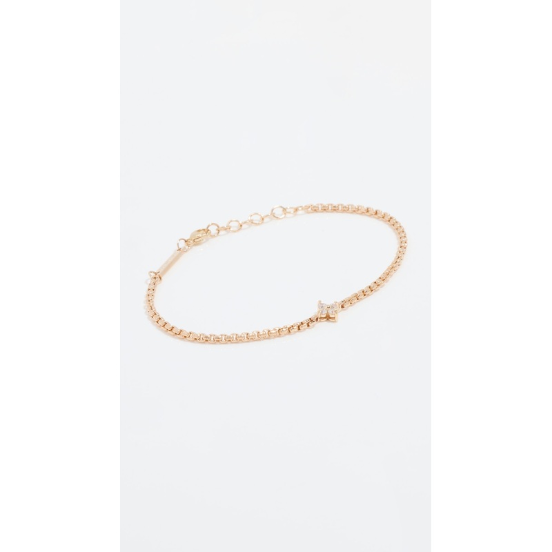 Zoe Chicco 14k Gold Quad Prong Set Chain Bracelet