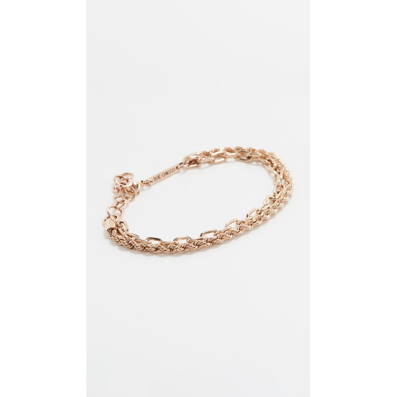 Zoe Chicco 14k Medium Rope & Square Oval Link Double Chain Bracelet