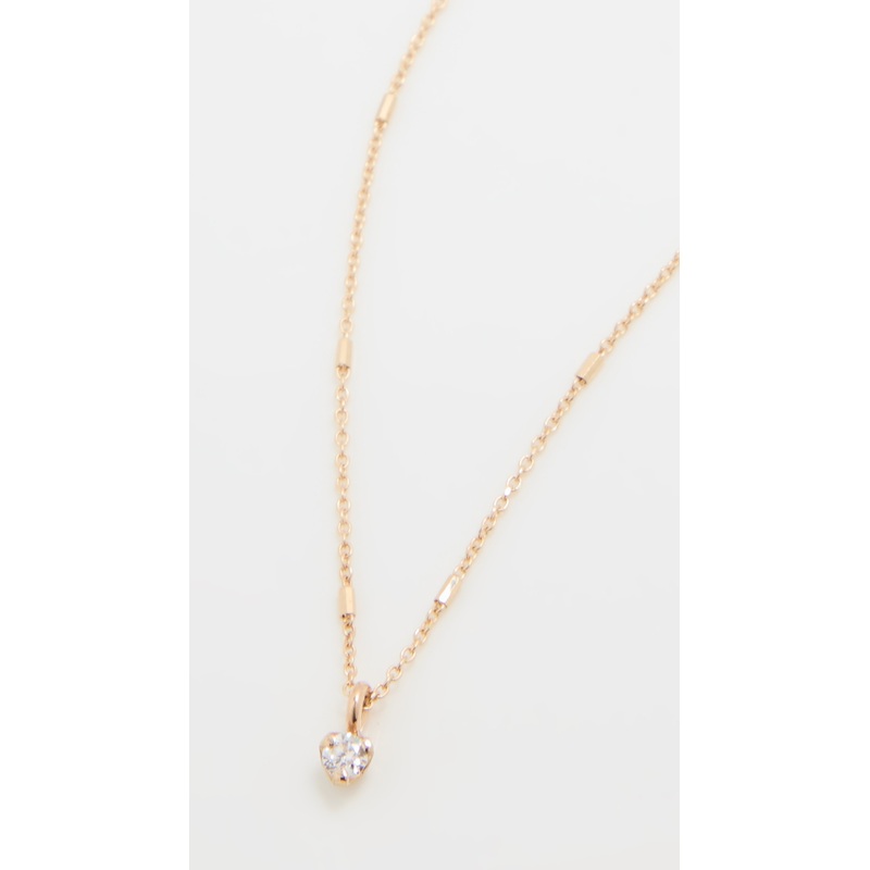 Zoe Chicco 14k Prong Diamond on Tiny Bar and Cable Chain Necklace