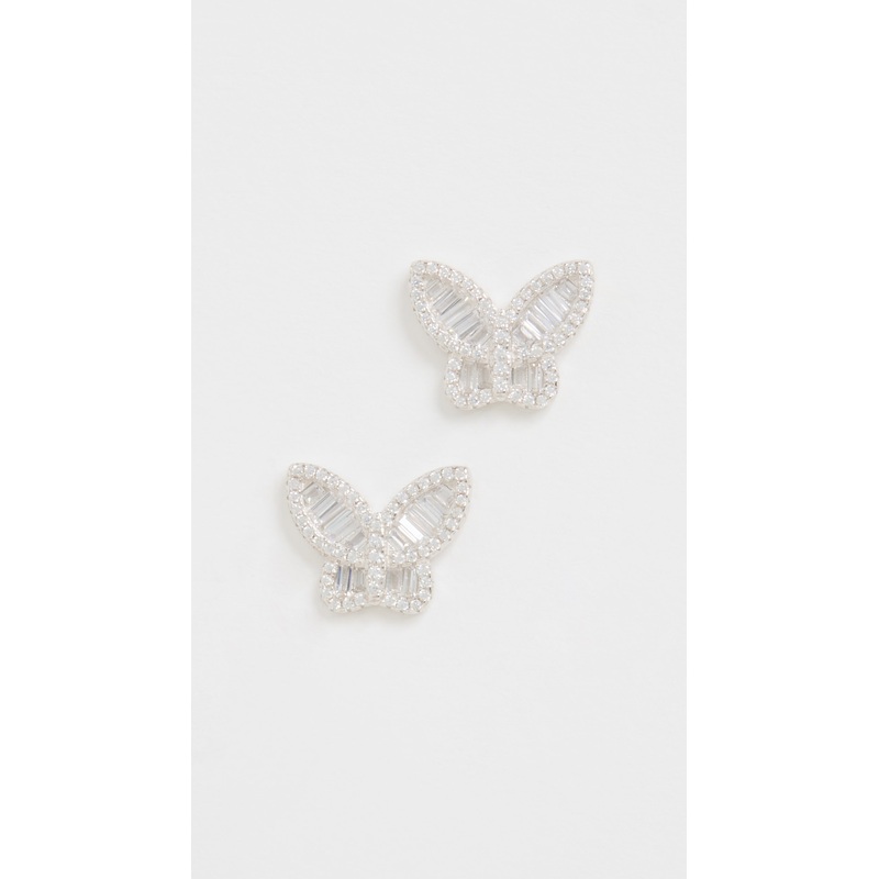 By Adina Eden Pave Baguette Butterfly Stud Earrings