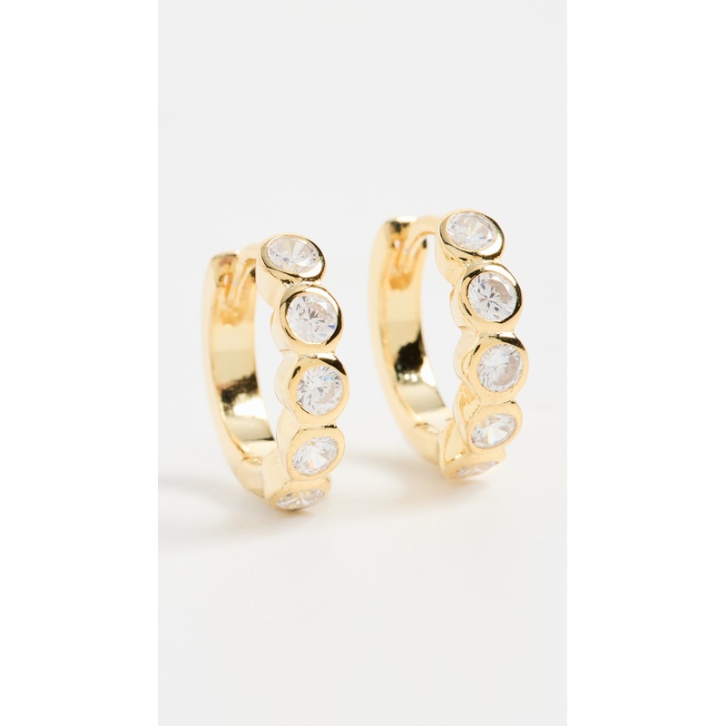 By Adina Eden Bezel Huggie Earrings