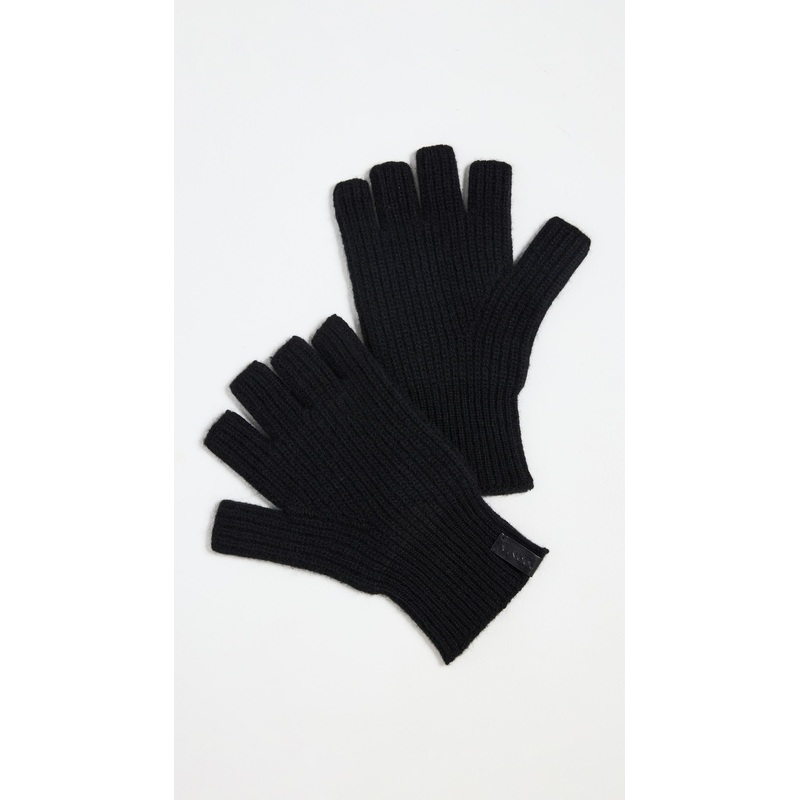 Vince Boiled Cashmere Fingerless Rib Knit Gloves