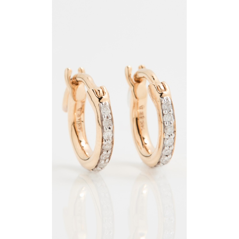 Adina Reyter 14k Gold Pave Huggie Hoop Earrings