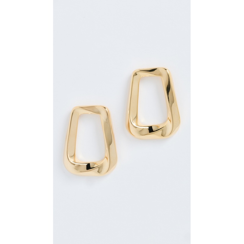 By Adina Eden Solid Open Curved Rectangular Stud Earrings