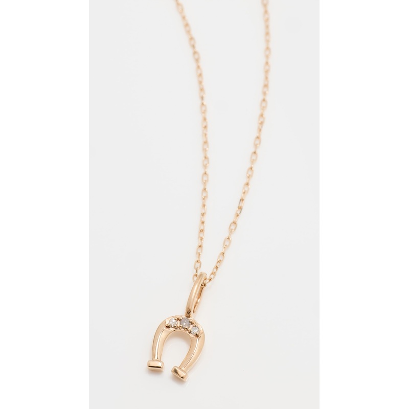 Adina Reyter 14k Diamond Horseshoe Mini Bead Charm Necklace