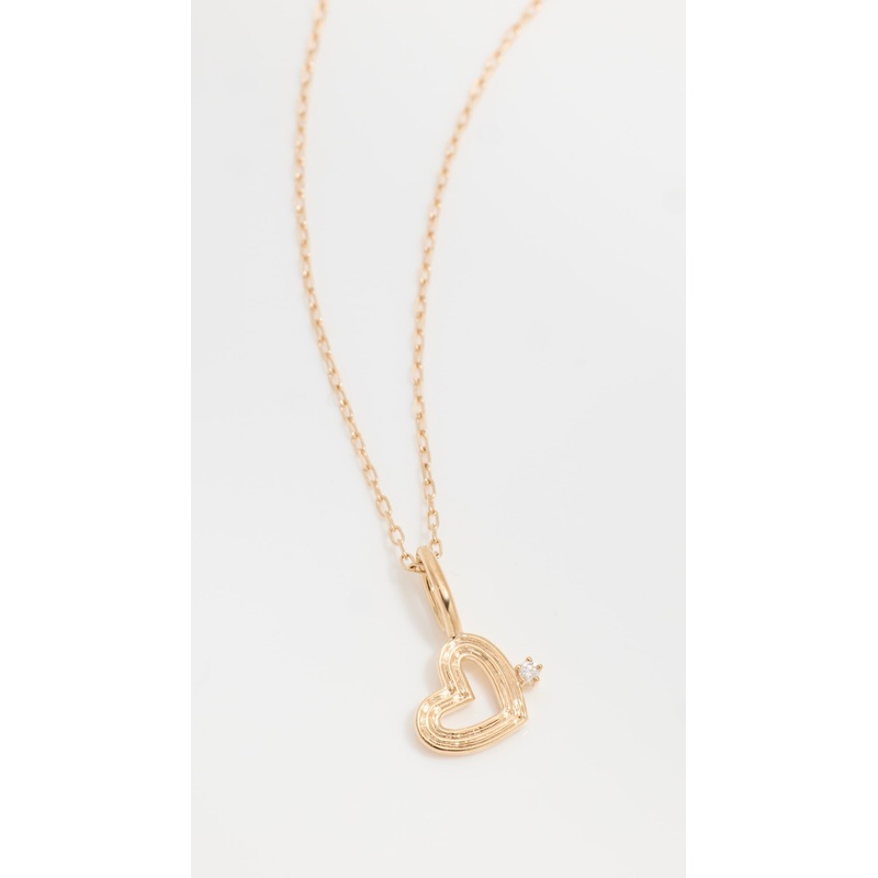 Adina Reyter 14k Groovy Diamond Heart Mini Bead Charm Necklace
