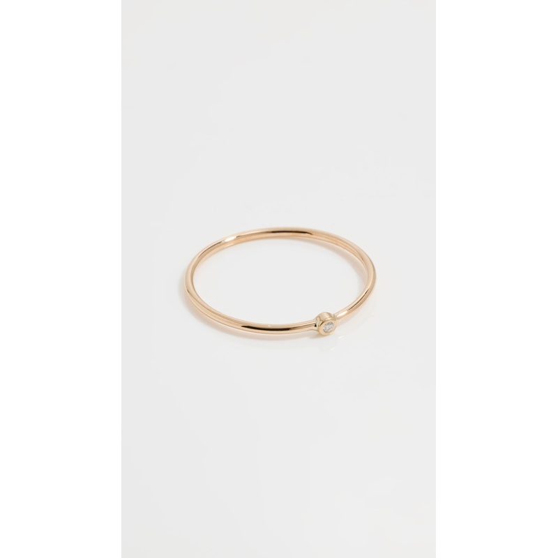 Zoe Chicco 14k Diamond Bezel Thin Gold Band Ring