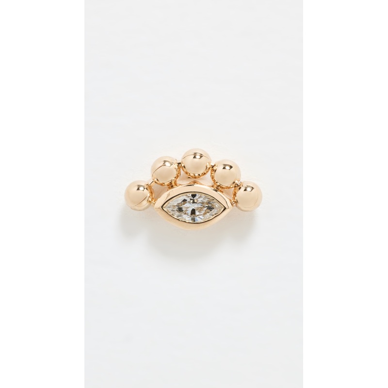 Zoe Chicco 14k Gold Bezel Set Marquise Diamond Single Stud Earring