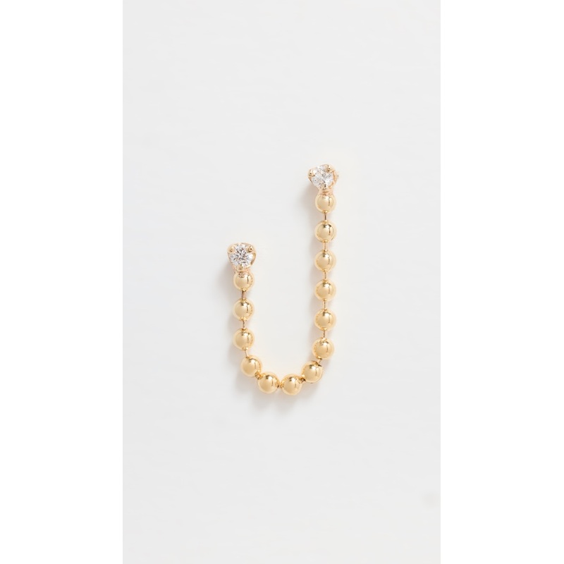 Zoe Chicco 14k Gold Prong Diamonds on Bead Chain Double Stud Earring