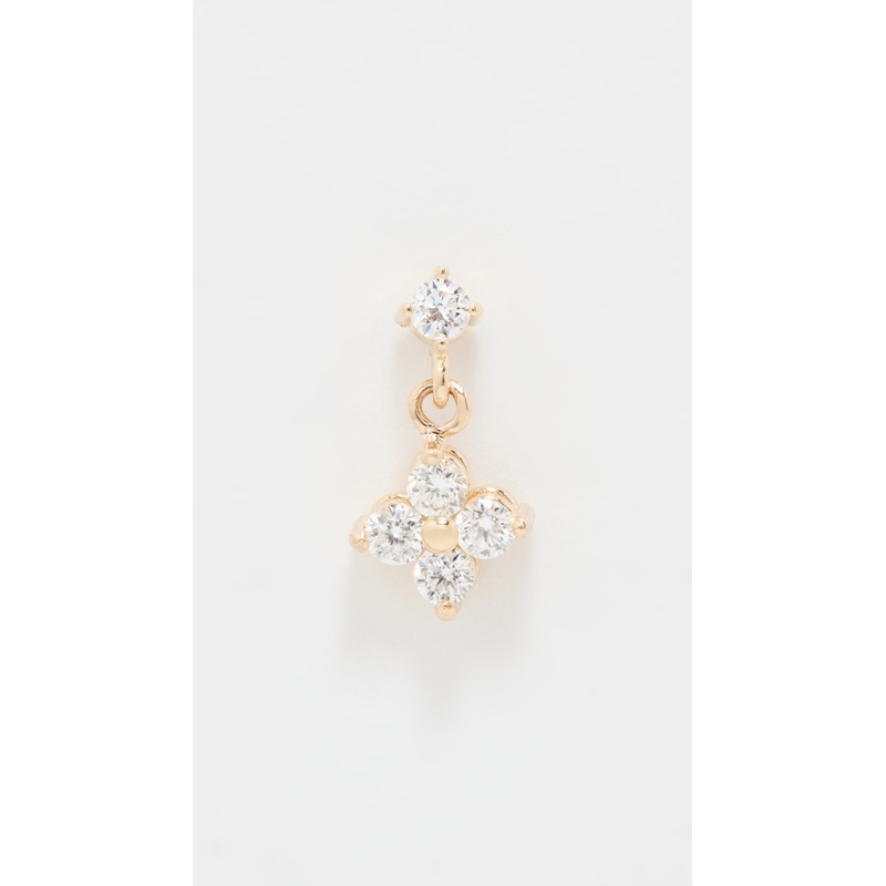 Zoe Chicco 14k Gold Prong Set Diamond Stud Single Earring with Quad Drop