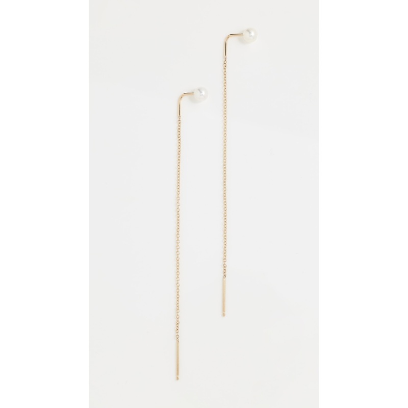 Zoe Chicco 14k Gold White Freshwater Cultured Pearl Threader Earrings