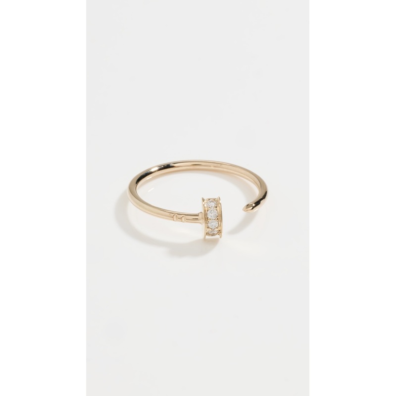 Zoe Chicco 14k Gold with Pave Nail Open Ring