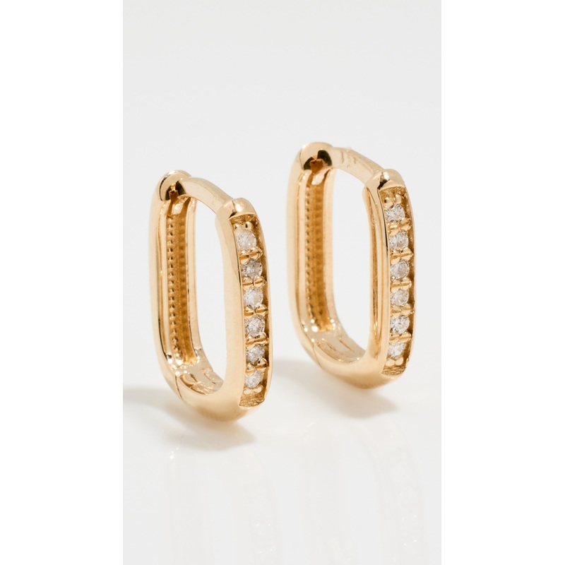 Zoe Chicco 14k Pave Diamond Thick Small Oval Hinge Huggie Hoops