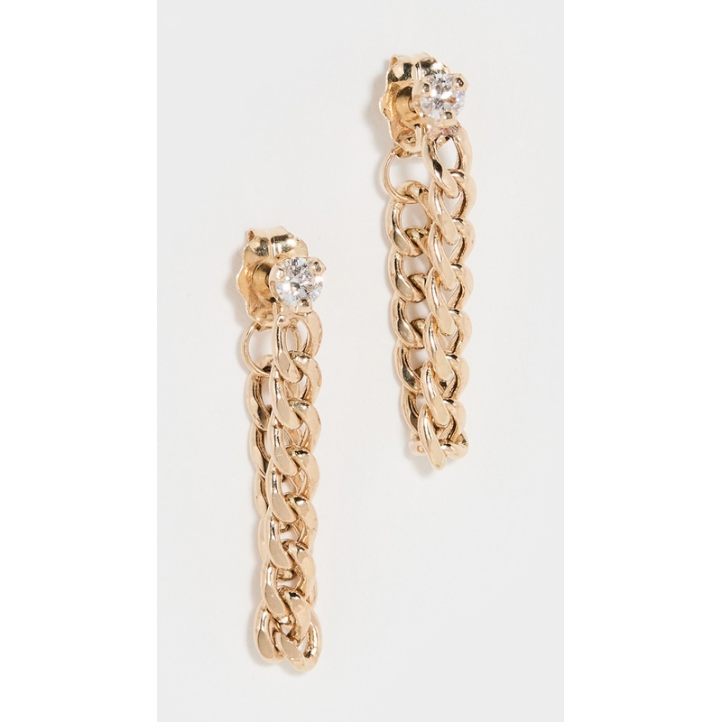 Zoe Chicco 14k Prong Diamond Small Curb Chain Huggie Earrings