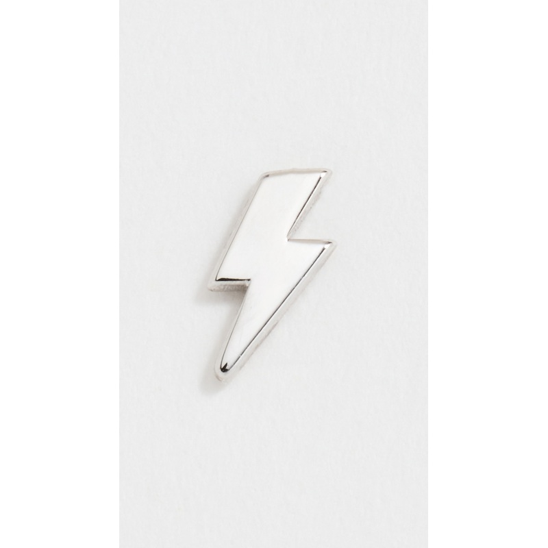 Zoe Chicco 14k White Gold Single Itty Bitty Lightning Bolt Stud Earring