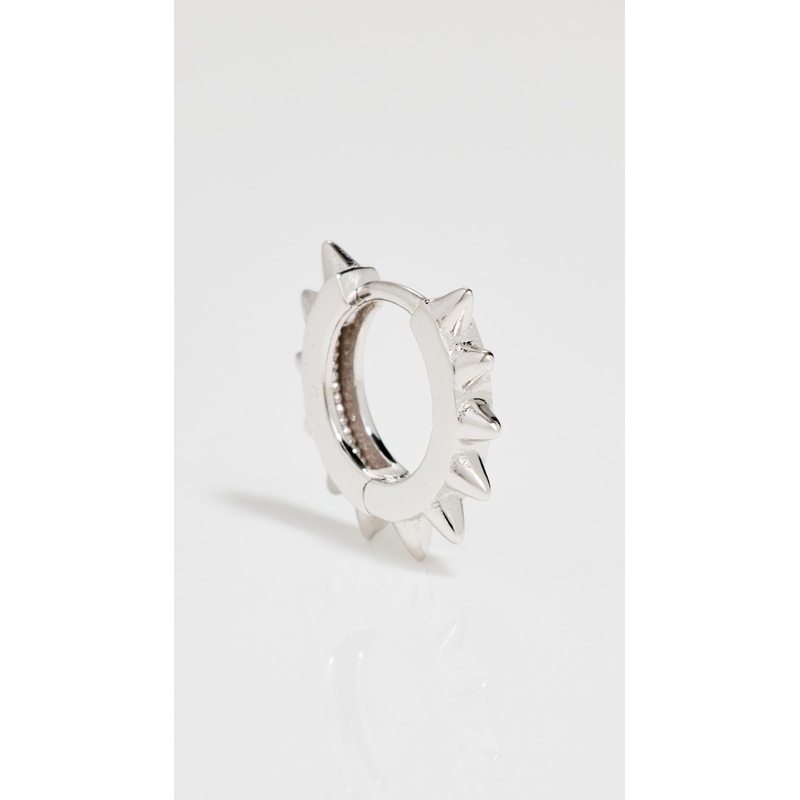 Zoe Chicco 14k White Gold Single Spiked Hinged Huggie Hoop