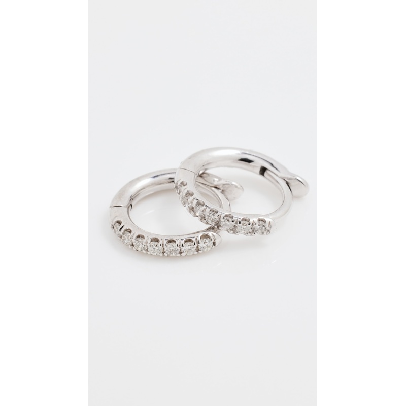 Zoe Chicco 14k White Gold XS Pave Diamond Hinge Huggie Hoops