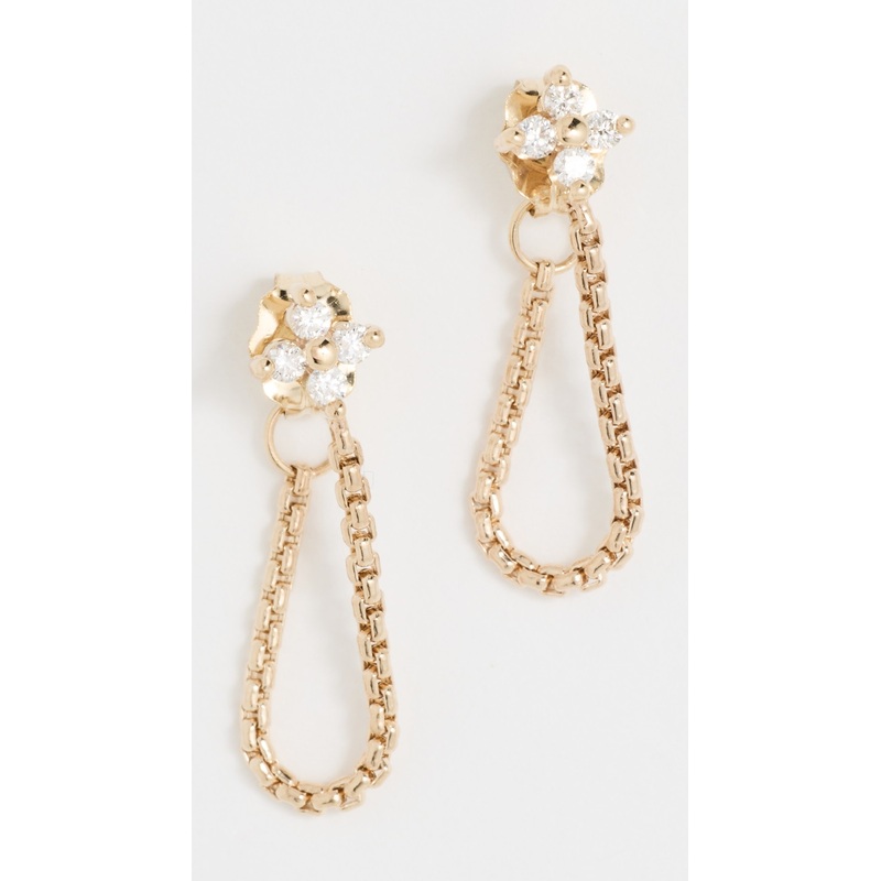 Zoe Chicco 14k Gold 2mm Prong Quads Chain Earrings