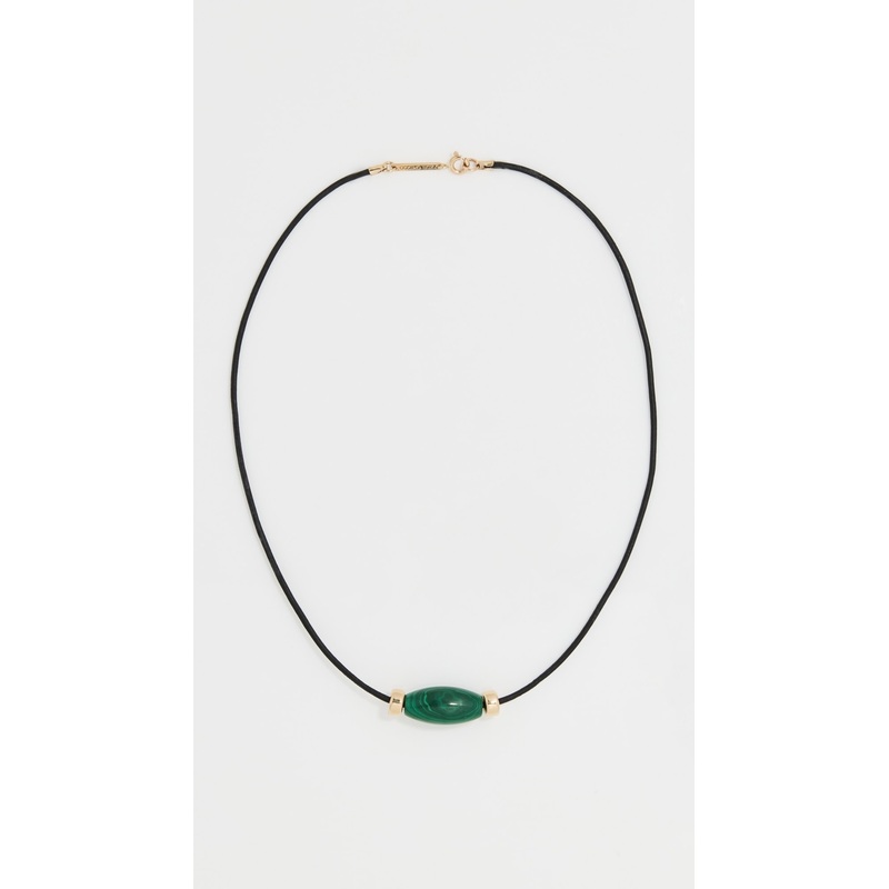 Zoe Chicco 14k Gold Malachite  On Leather Cord Necklace