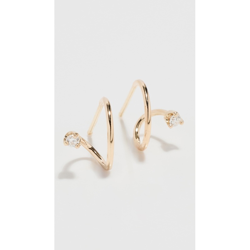 Zoe Chicco 14k Gold Wire Illusion Diamond Huggie Hoop Earrings