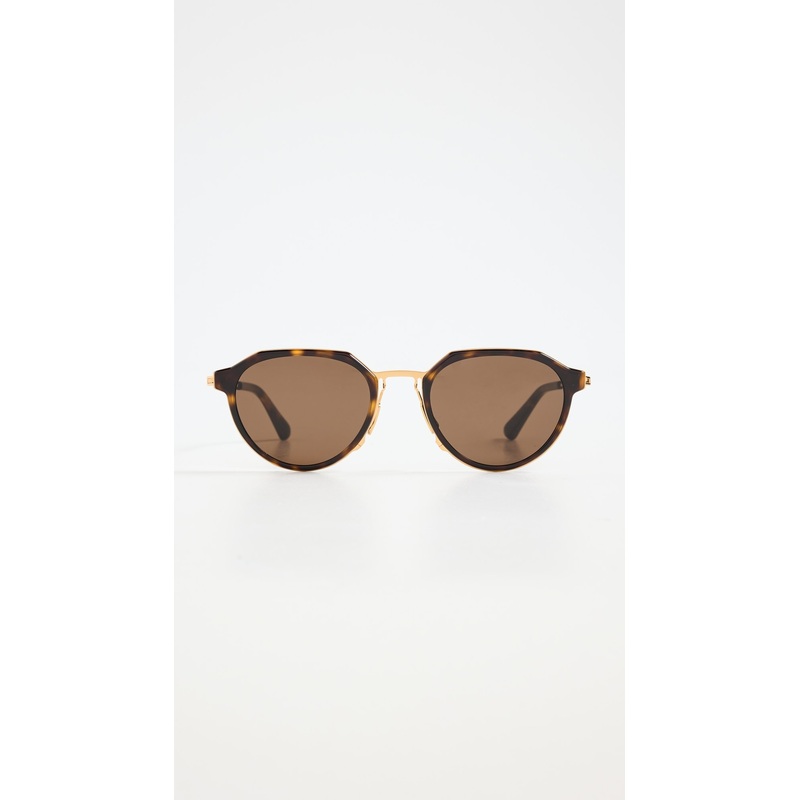 Bottega Veneta Thin Triangle Oval Sunglasses