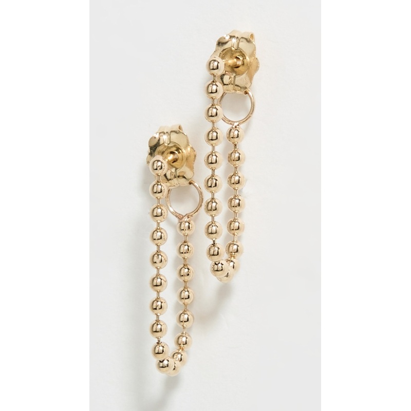 Zoe Chicco 14k Gold 1.5mm Bead Chain Back Earrings