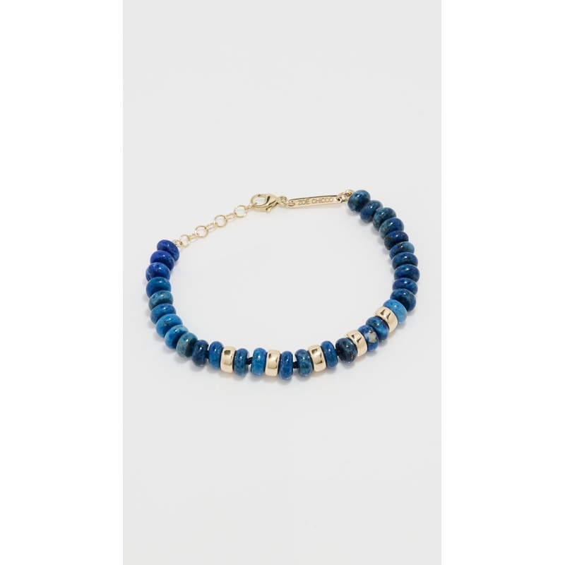 Zoe Chicco 14k Gold and 6mm Lapis Rondelle Beads Bracelet