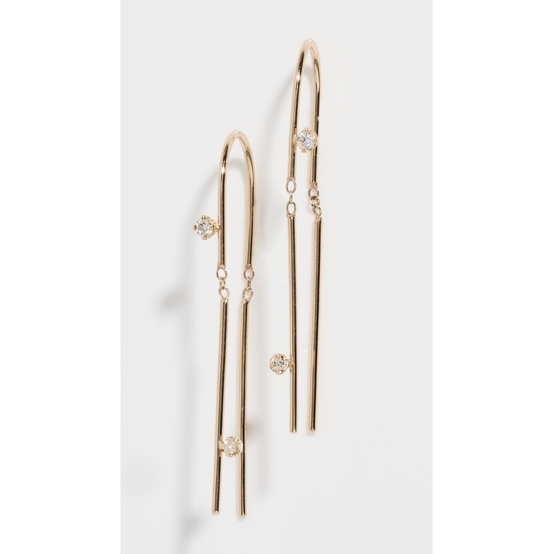 Zoe Chicco 14k Gold Wire Thread Thru Diamond Earrings