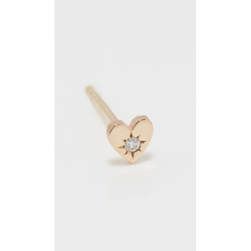 Zoe Chicco 14k Gold Single Itty Bitty Heart Diamond Stud Earring