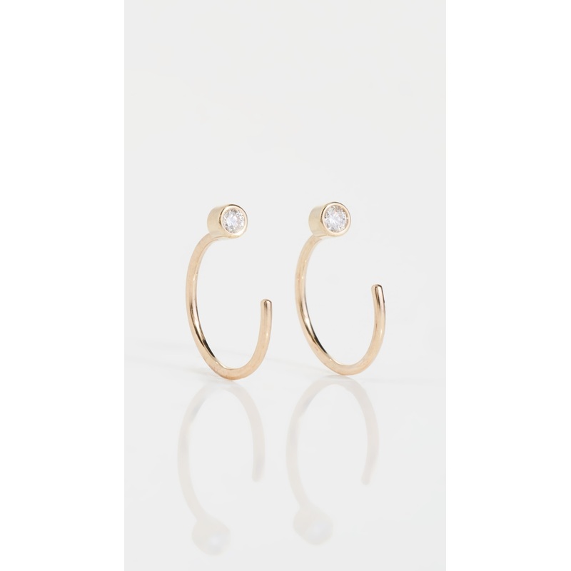 Zoe Chicco 14k Gold Diamond Reverse Huggie Hoop Earrings